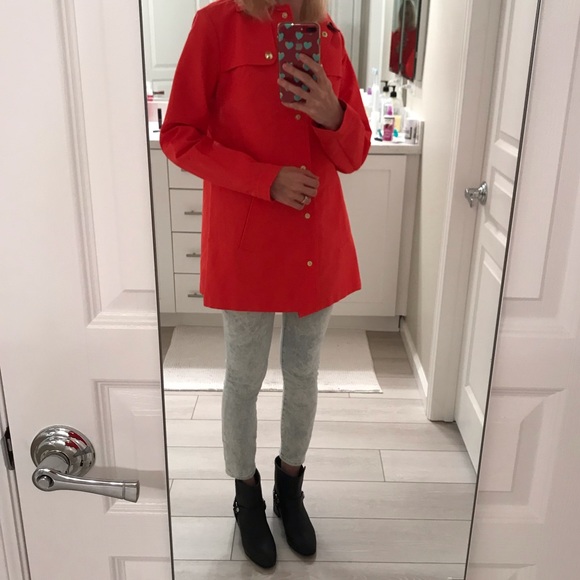 Tommy Hilfiger Red Raincoat Hooded Sz XS Gold - Picture 3 of 8